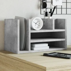 Kantoorartikelen*vidaXL Bureau organiser 44,5x24x25 cm bewerkt hout Betongrijs