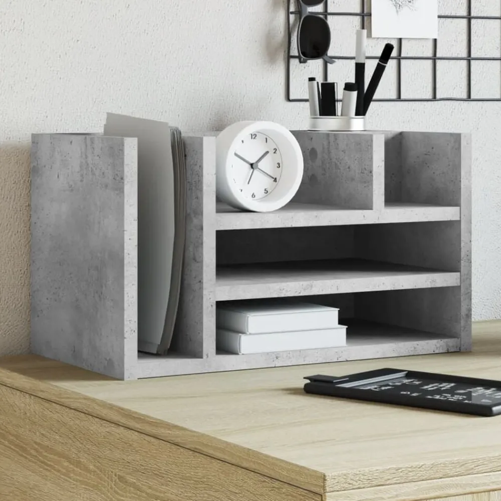 Kantoorartikelen*vidaXL Bureau organiser 44,5x24x25 cm bewerkt hout Betongrijs