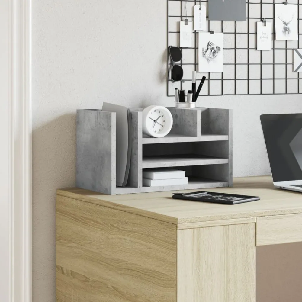 Kantoorartikelen*vidaXL Bureau organiser 44,5x24x25 cm bewerkt hout Betongrijs
