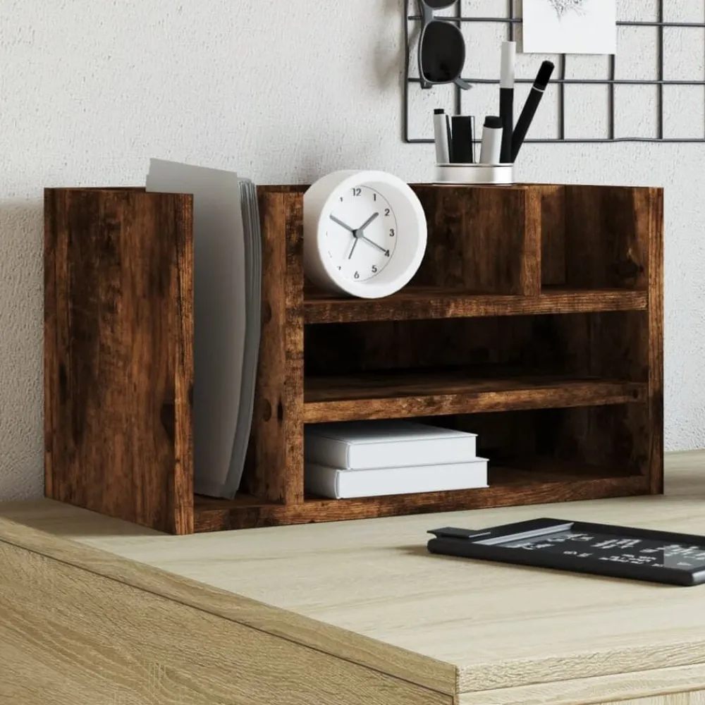 Kantoorartikelen*vidaXL Bureau organiser 44,5x24x25 cm bewerkt hout kleur Gerookt eiken