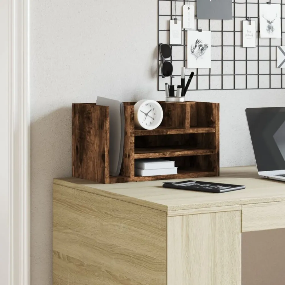 Kantoorartikelen*vidaXL Bureau organiser 44,5x24x25 cm bewerkt hout kleur Gerookt eiken