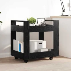 Trolleys*vidaXL Bureau Trolley 60 x 45 x 60 cm Bewerkt hout Zwart eiken