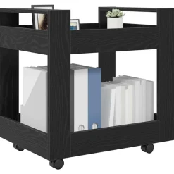 Trolleys*vidaXL Bureau Trolley 60 x 45 x 60 cm Bewerkt hout Zwart eiken