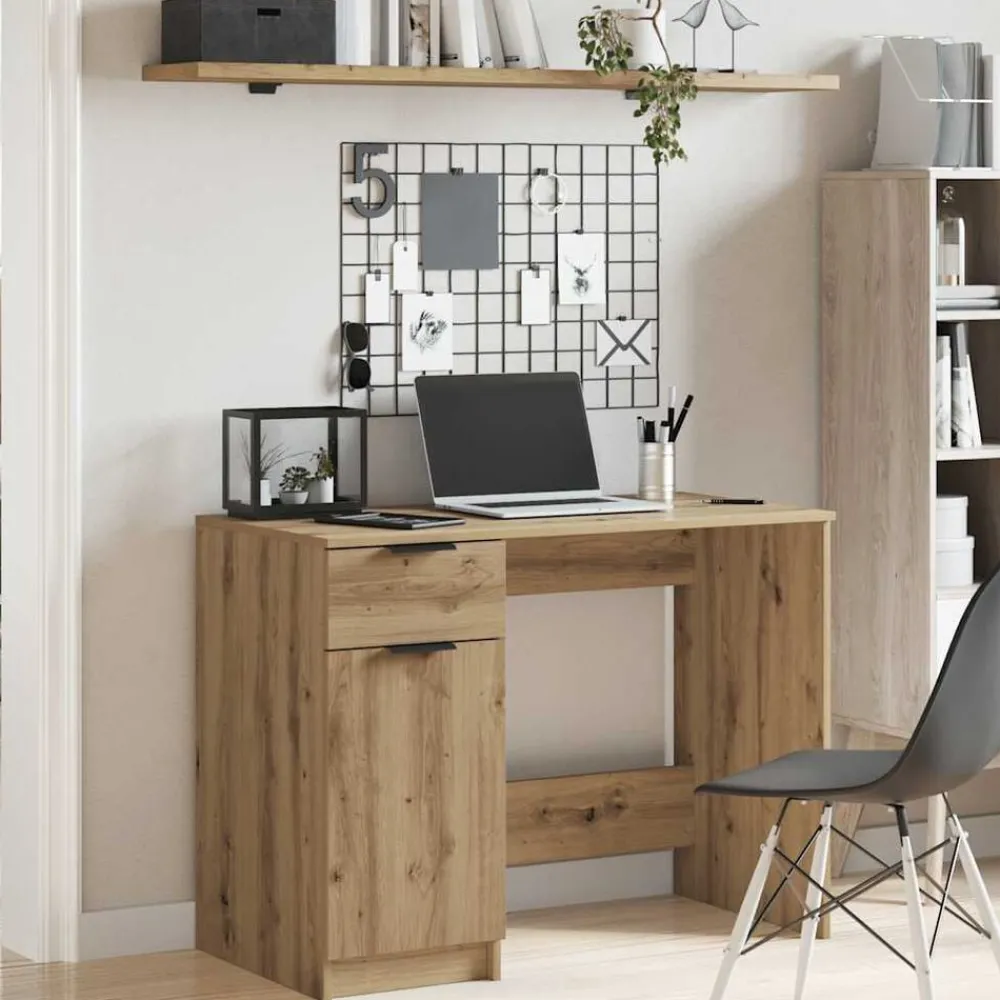 Kantoormeubelen*vidaXL Bureau 100x50x75 cm bewerkt hout artisanaal eikenkleur artisanaal eikenkleurig