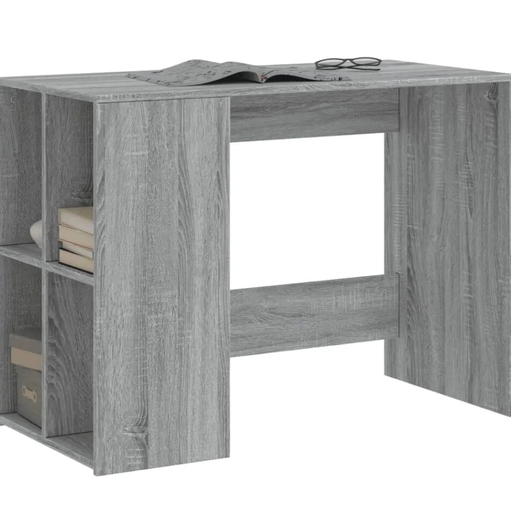 Kantoormeubelen*vidaXL Bureau 102x50x75 cm bewerkt hout eikenkleurig Grijs sonoma