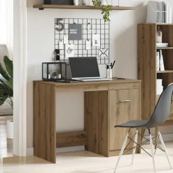 Bureau 100x50x76 cm bewerkt hout artisanaal eikenkleur><noscript><img width=