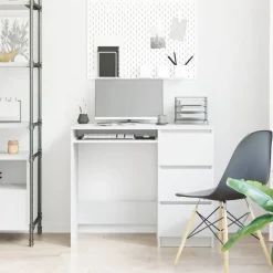 Kantoormeubelen*vidaXL Bureau 90x45x76 cm bewerkt hout Wit