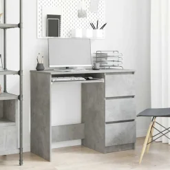 Kantoormeubelen*vidaXL Bureau 90x45x76 cm bewerkt hout Betongrijs