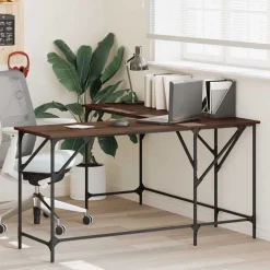 Kantoormeubelen*vidaXL Bureau 149x149x75 cm bewerkt hout bruin eikenkleur