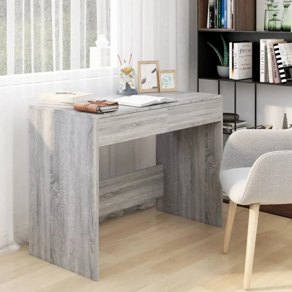Kantoormeubelen*vidaXL Bureau 101x50x76,5 cm bewerkt hout eikenkleurig Grijs sonoma