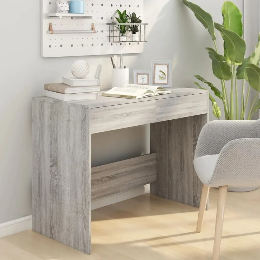 Kantoormeubelen*vidaXL Bureau 101x50x76,5 cm bewerkt hout eikenkleurig Grijs sonoma