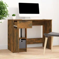 Kantoormeubelen*vidaXL Bureau 100x50x75 cm bewerkt hout kleurig Gerookt eiken