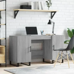 Kantoormeubelen*vidaXL Bureau 140x50x75 cm bewerkt hout eikenkleurig Grijs sonoma