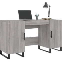 Kantoormeubelen*vidaXL Bureau 140x50x75 cm bewerkt hout eikenkleurig Grijs sonoma
