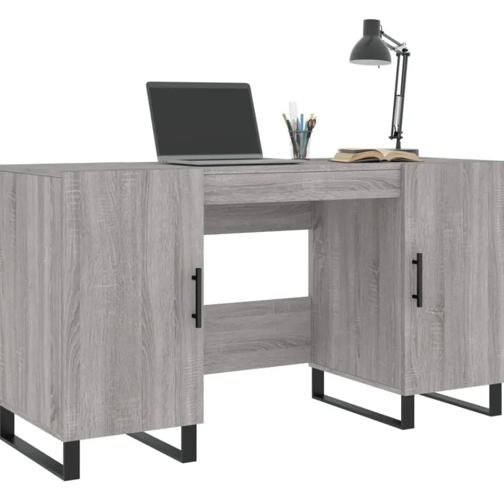 Kantoormeubelen*vidaXL Bureau 140x50x75 cm bewerkt hout eikenkleurig Grijs sonoma