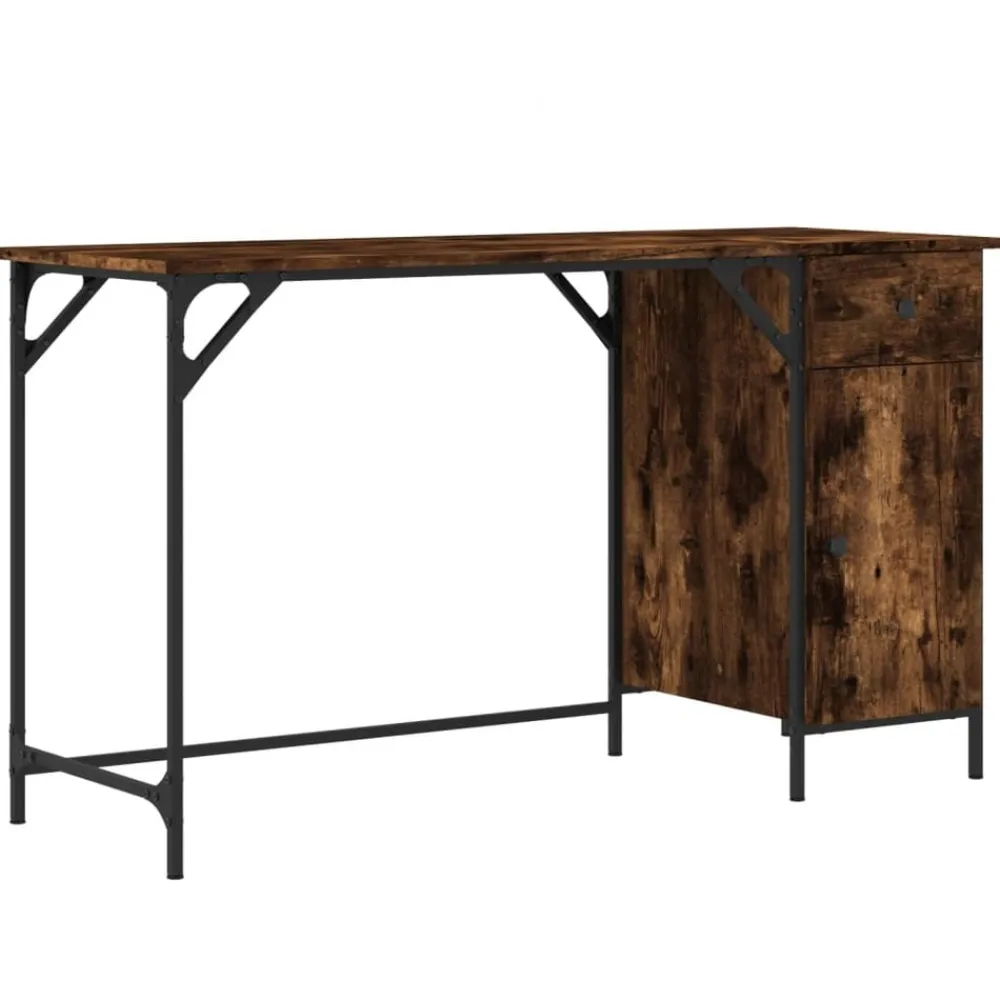 Kantoormeubelen*vidaXL Bureau 131x48x75 cm bewerkt hout kleurig Gerookt eiken