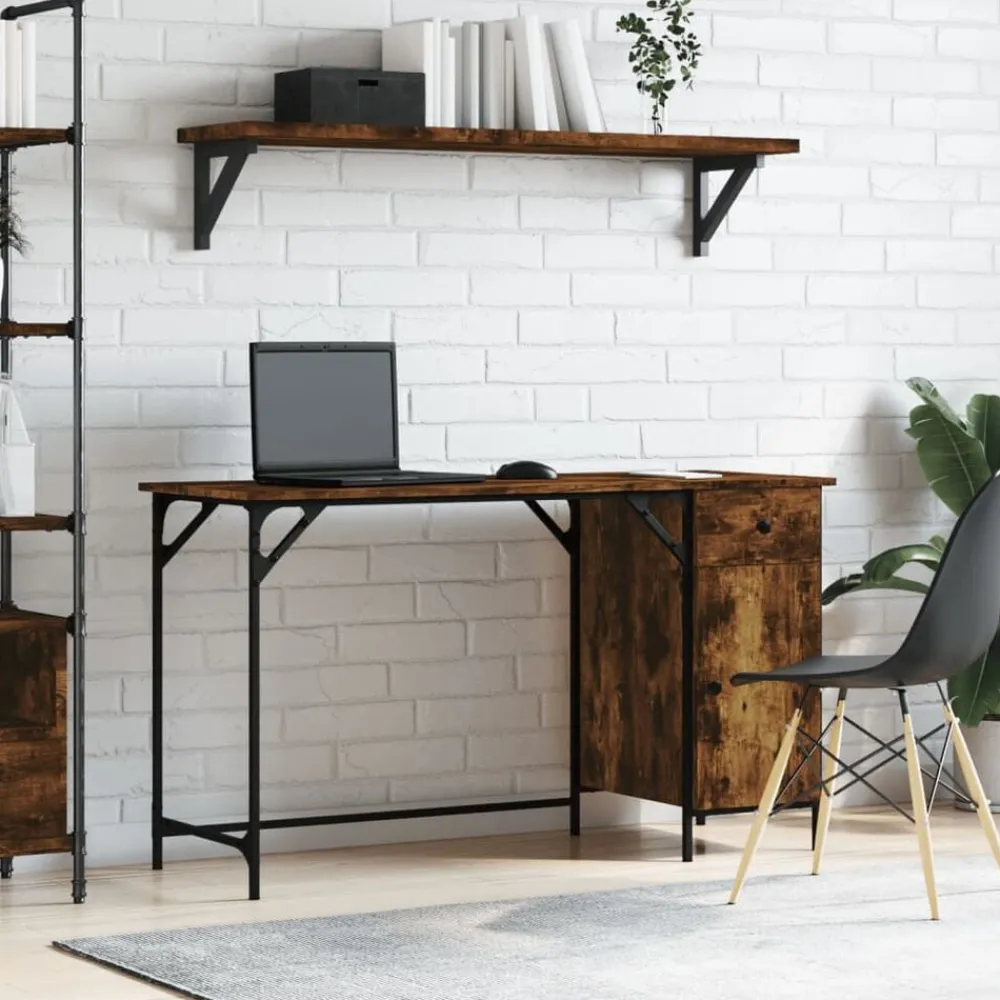 Kantoormeubelen*vidaXL Bureau 131x48x75 cm bewerkt hout kleurig Gerookt eiken