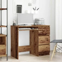 Kantoormeubelen*vidaXL Bureau 90x45x76 cm bewerkt hout kleurig Oud hout