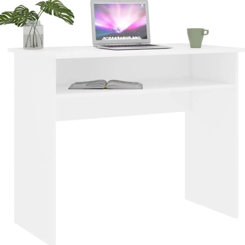 Kantoormeubelen*vidaXL Bureau 90x50x74 cm bewerkt hout Wit