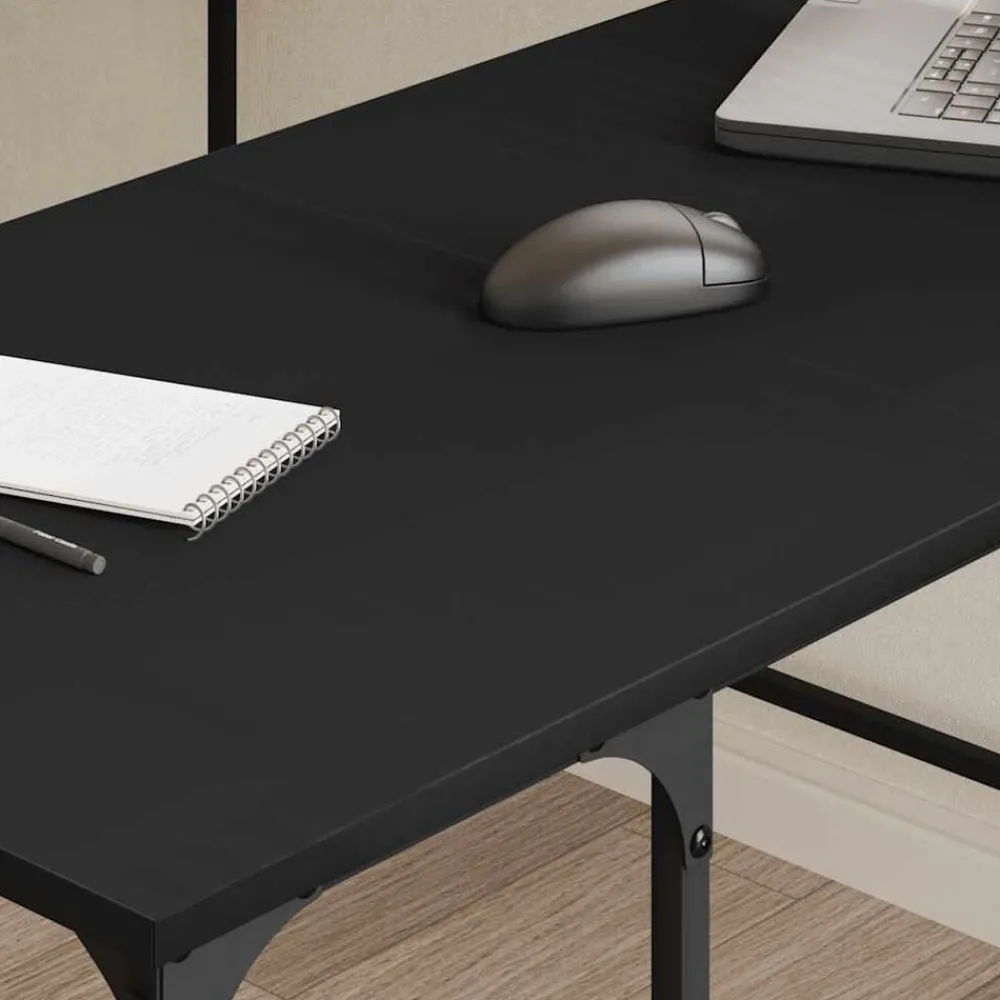 Kantoormeubelen*vidaXL Bureau 139x139x75 cm bewerkt hout Zwart