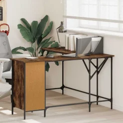 Kantoormeubelen*vidaXL Bureau 141x141x75 cm bewerkt hout kleurig Gerookt eiken