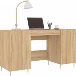 Bureau 140x50x75 cm bewerkt hout kleurig><noscript><img width=