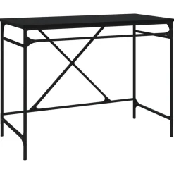 Kantoormeubelen*vidaXL Bureau 100x50x75 cm bewerkt hout en ijzer Zwart
