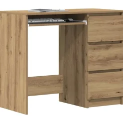 Kantoormeubelen*vidaXL Bureau 90x45x76 cm bewerkt hout artisanaal eikenkleur artisanaal eikenkleurig