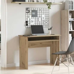 Bureau 90x50x74 cm bewerkt hout artisanaal eikenkleur><noscript><img width=