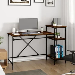 Bureau 135x50x90 cm bewerkt hout en ijzer kleurig><noscript><img width=
