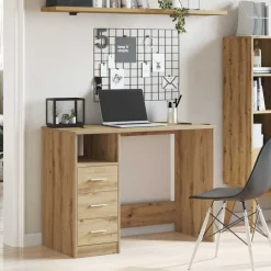 Kantoormeubelen*vidaXL Bureau 102x50x76 cm bewerkt hout artisanaal eikenkleur artisanaal eikenkleurig