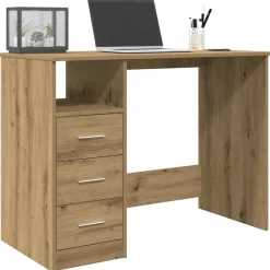 Kantoormeubelen*vidaXL Bureau 102x50x76 cm bewerkt hout artisanaal eikenkleur artisanaal eikenkleurig