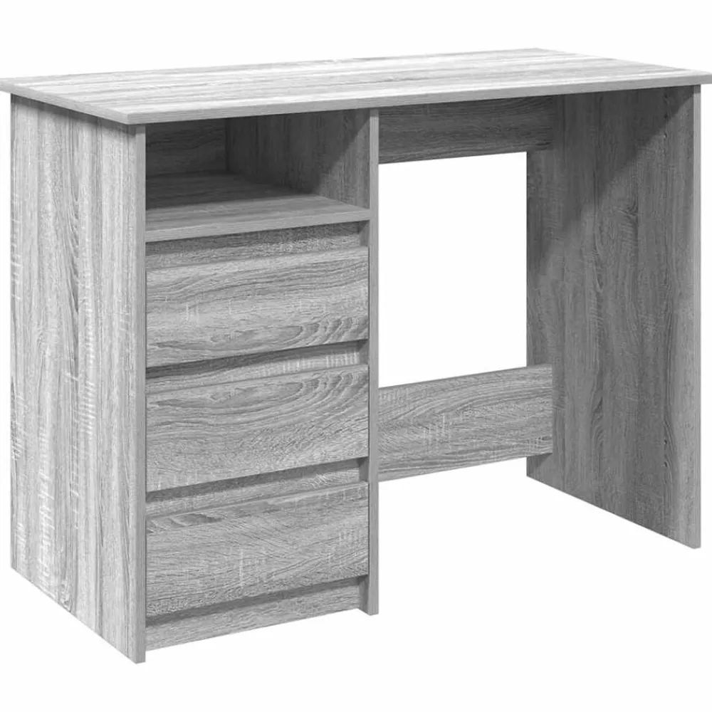 Kantoormeubelen*vidaXL Bureau 102x50x75 cm bewerkt hout eikenkleurig Grijs sonoma