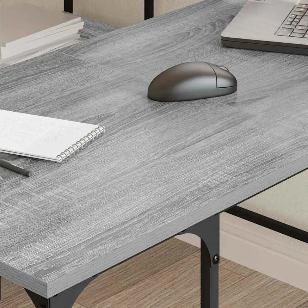 Kantoormeubelen*vidaXL Bureau 139x139x75 cm bewerkt hout eikenkleurig Grijs sonoma