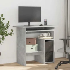 Kantoormeubelen*vidaXL Bureau 80x45x74 cm bewerkt hout Betongrijs