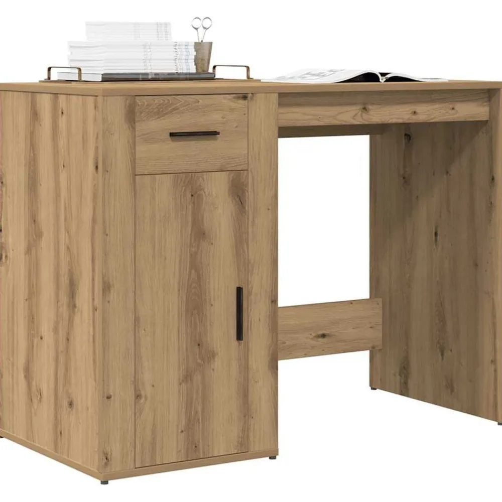 Kantoormeubelen*vidaXL Bureau 100x49x75 cm bewerkt hout artisanaal eikenkleur artisanaal eikenkleurig