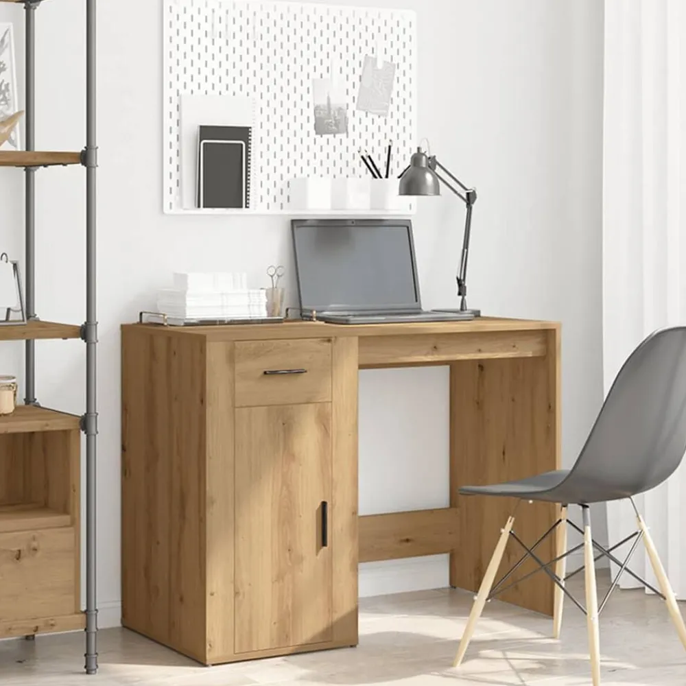 Kantoormeubelen*vidaXL Bureau 100x49x75 cm bewerkt hout artisanaal eikenkleur artisanaal eikenkleurig