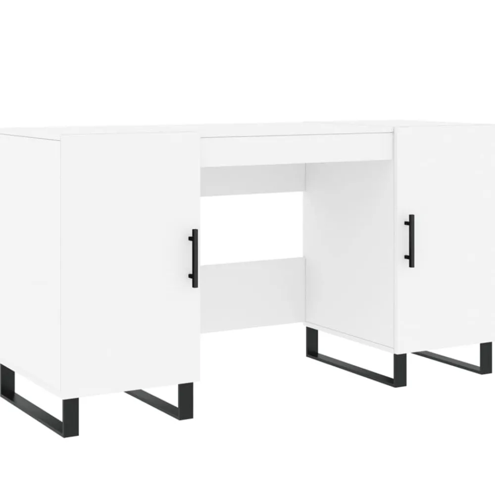 Kantoormeubelen*vidaXL Bureau 140x50x75 cm bewerkt hout Wit