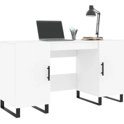 Kantoormeubelen*vidaXL Bureau 140x50x75 cm bewerkt hout Wit