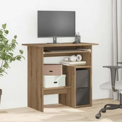 Kantoormeubelen*vidaXL Bureau 80x45x74 cm bewerkt hout artisanaal eikenkleur artisanaal eikenkleurig