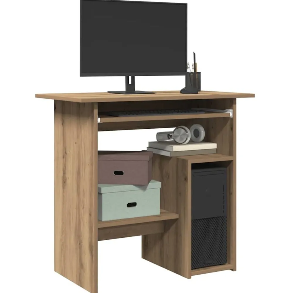 Kantoormeubelen*vidaXL Bureau 80x45x74 cm bewerkt hout artisanaal eikenkleur artisanaal eikenkleurig