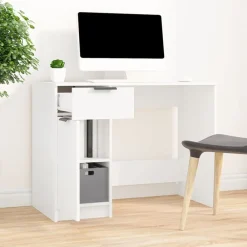 Kantoormeubelen*vidaXL Bureau 100x50x75 cm bewerkt hout Wit