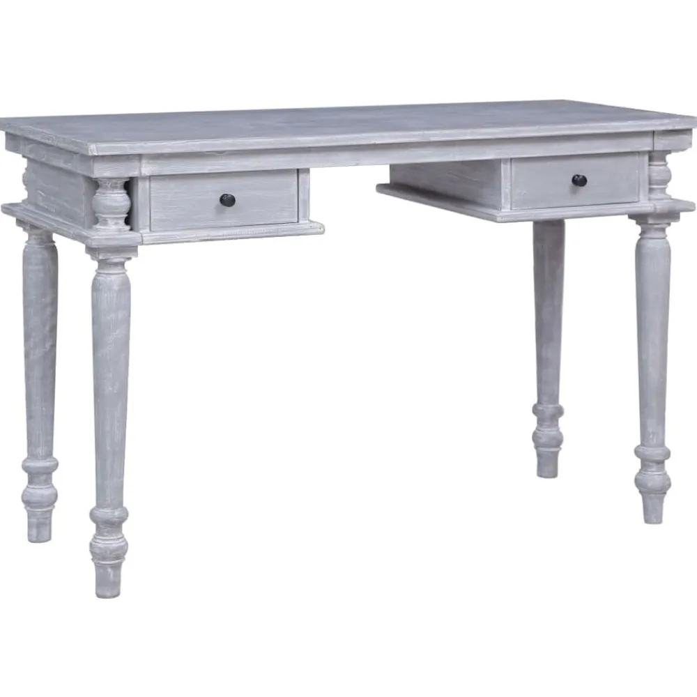 Kantoormeubelen*vidaXL Bureau 115x50x78 cm massief mahoniehout Grijs