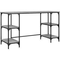 Kantoormeubelen*vidaXL Bureau 140x50x75 cm metaal en bewerkt hout eiken Grijs sonoma