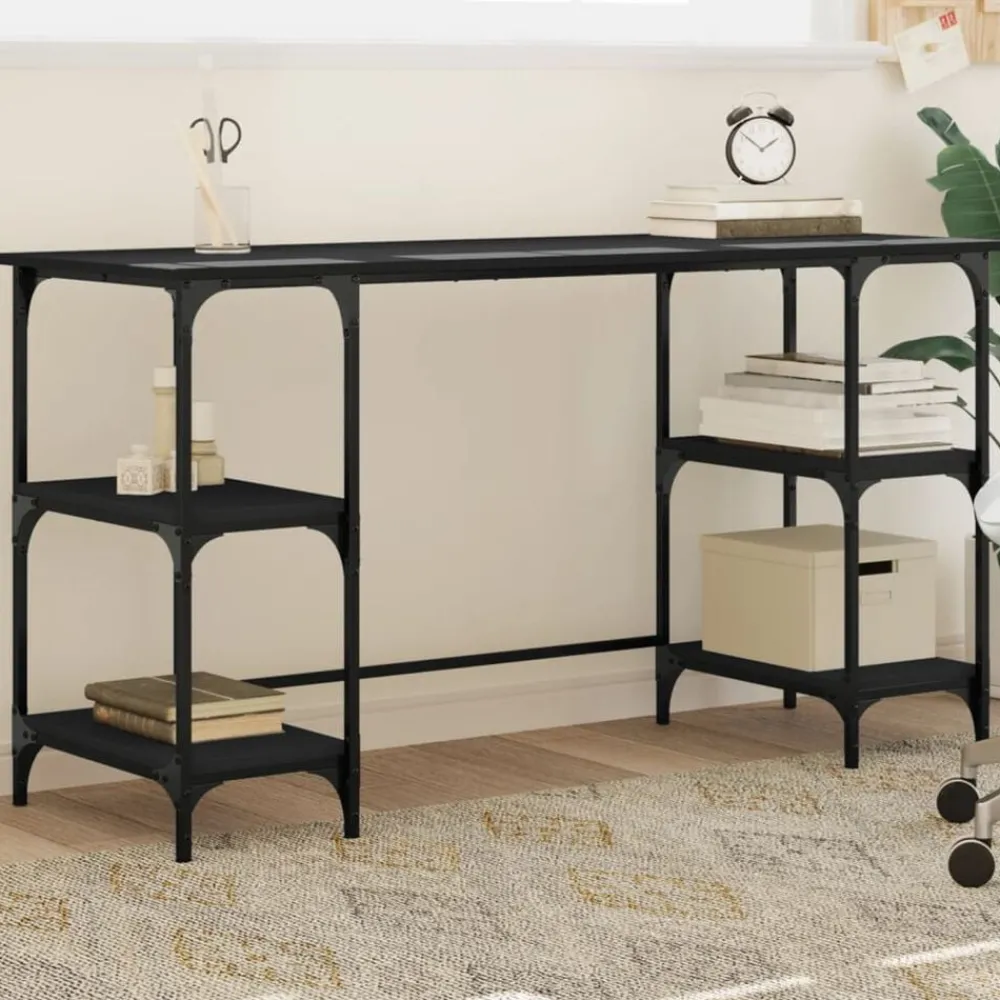 Bureau 140x50x75 cm metaal en bewerkt hout>vidaXL Outlet