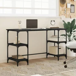 Bureau 140x50x75 cm metaal en bewerkt hout><noscript><img width=