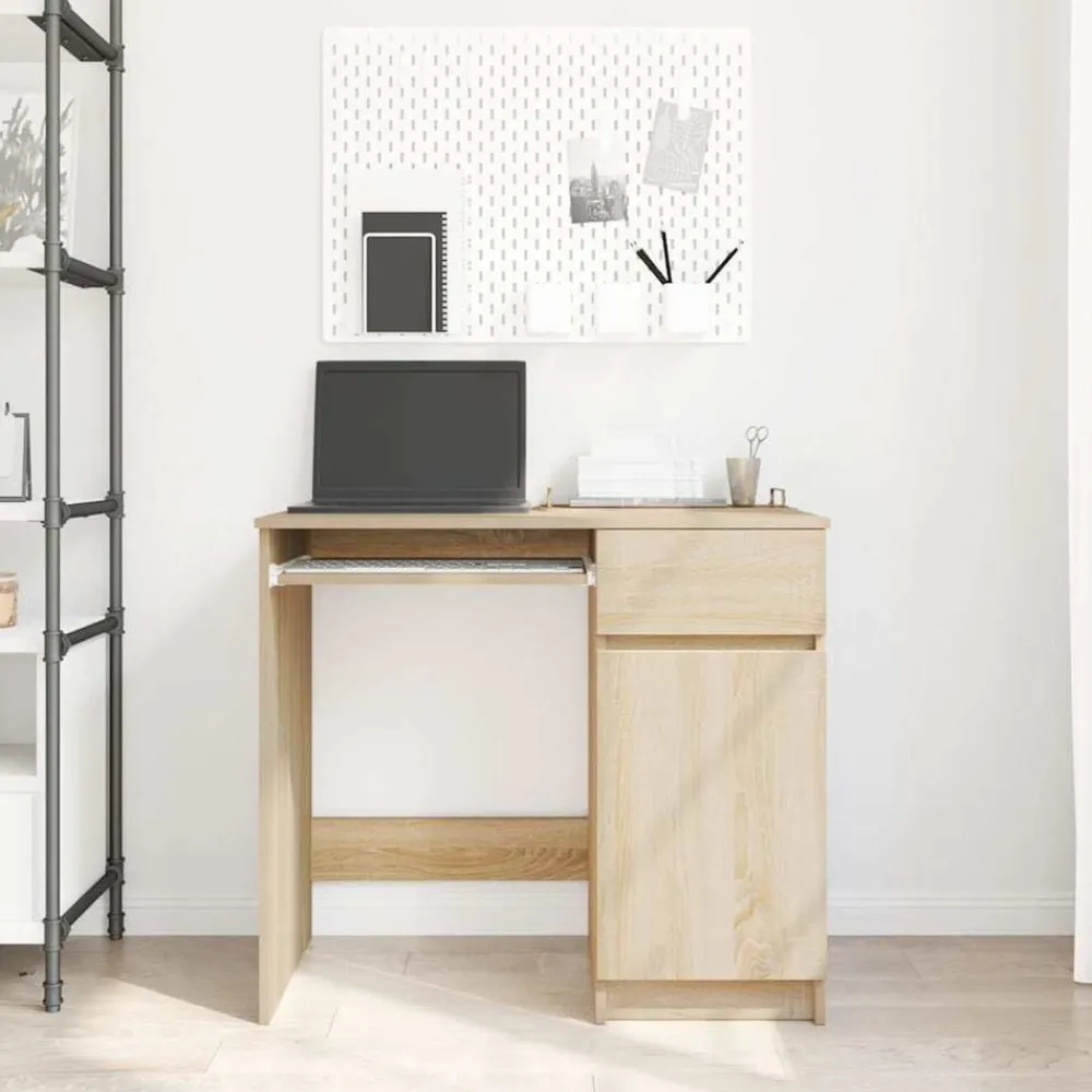 Kantoormeubelen*vidaXL Bureau 86x49x76 cm spaanplaat kleurig Sonoma eiken