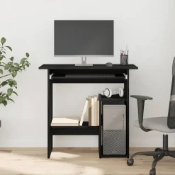 Kantoormeubelen*vidaXL Bureau 80x45x74 cm spaanplaat kleurig Zwart eiken