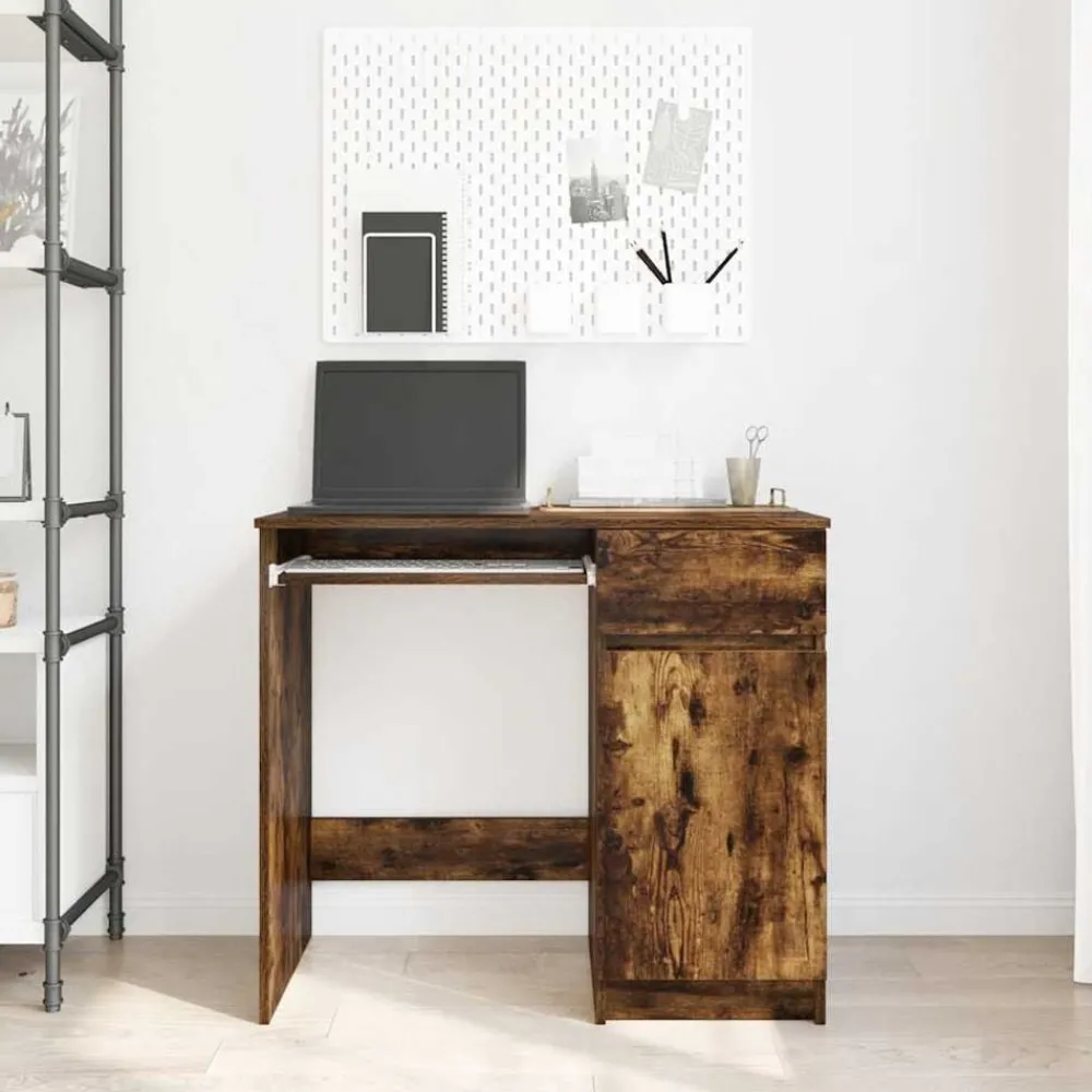 Kantoormeubelen*vidaXL Bureau 86x49x76 cm spaanplaat kleurig Gerookt eiken