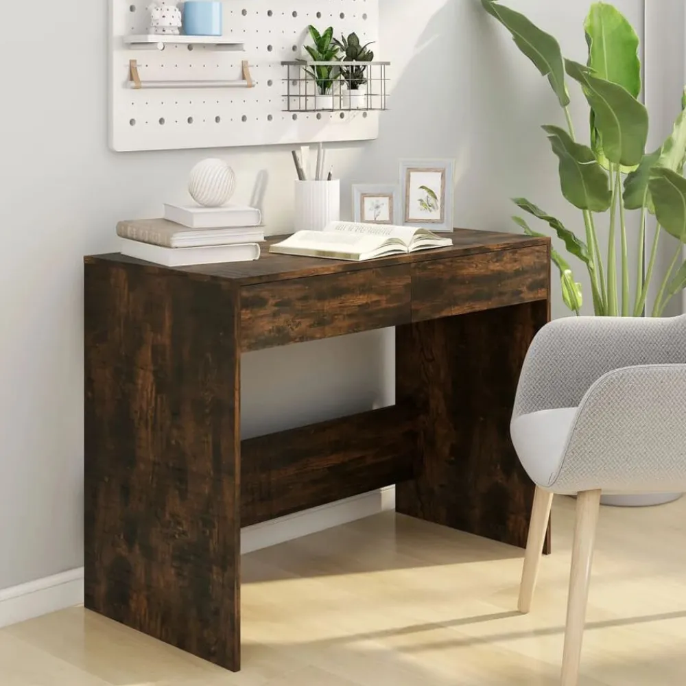 Kantoormeubelen*vidaXL Bureau 101x50x76,5 cm spaanplaat kleurig Gerookt eiken